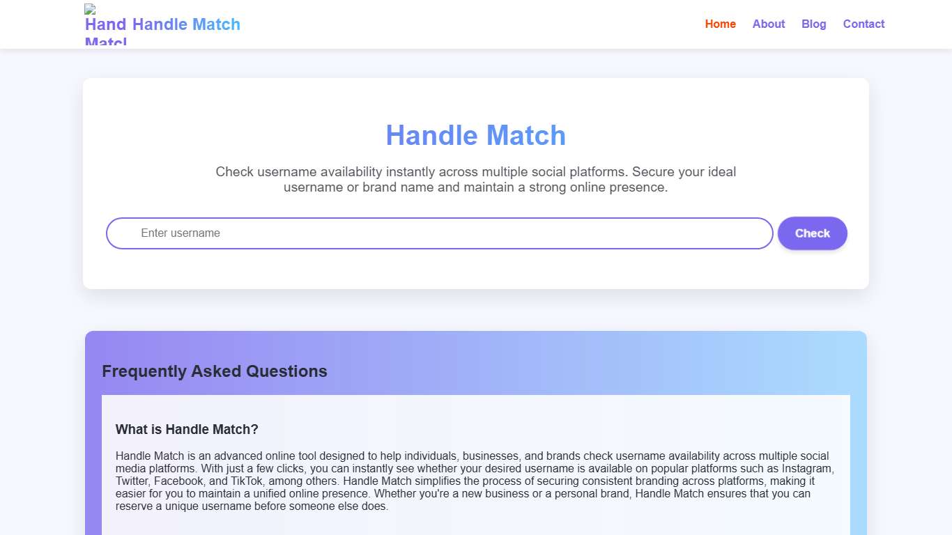 Check Social Media Username Availability | Handle Match Tool