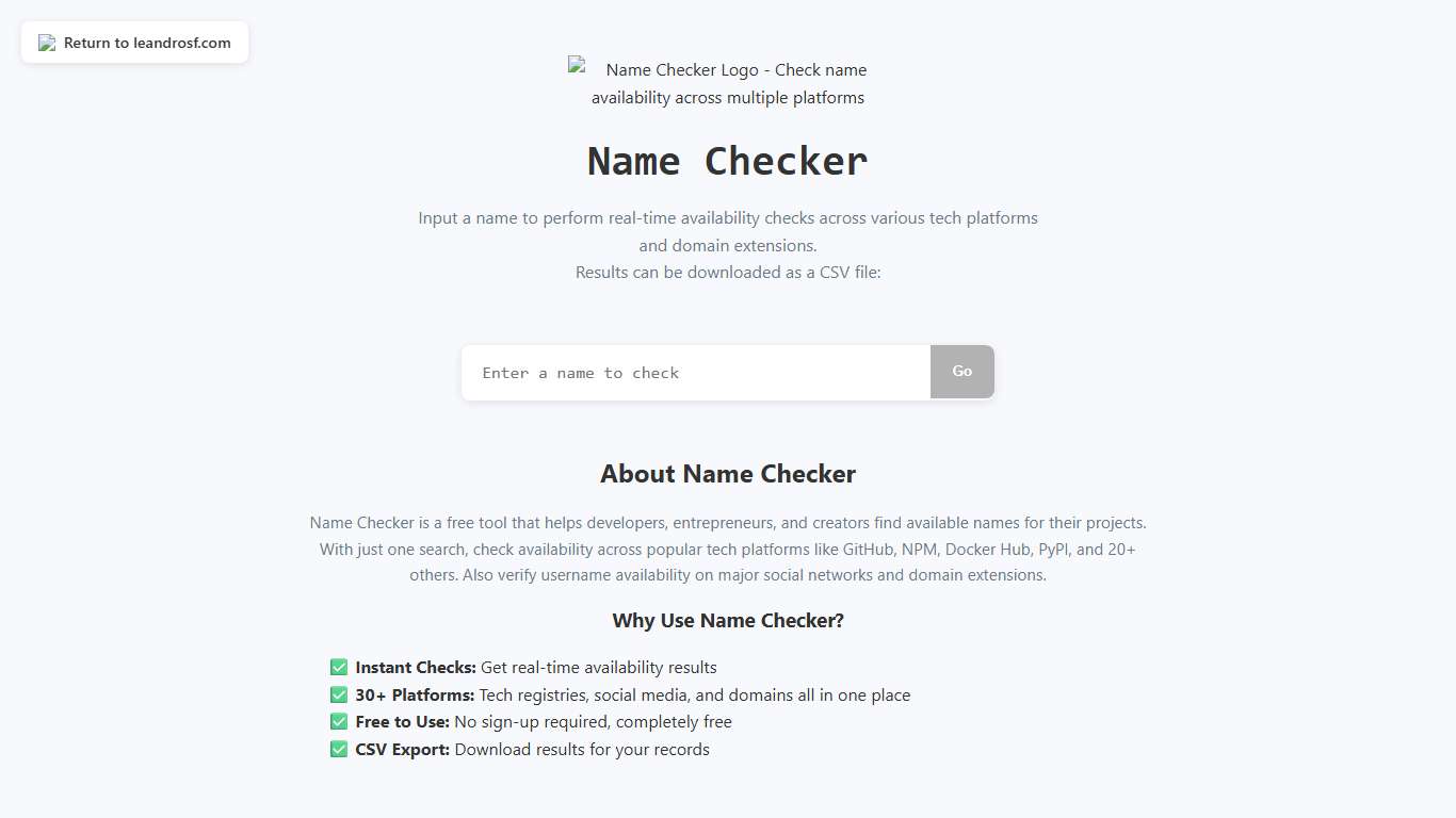 Name Checker - Check Availability of Names Across Platforms & Domains | Free Tool