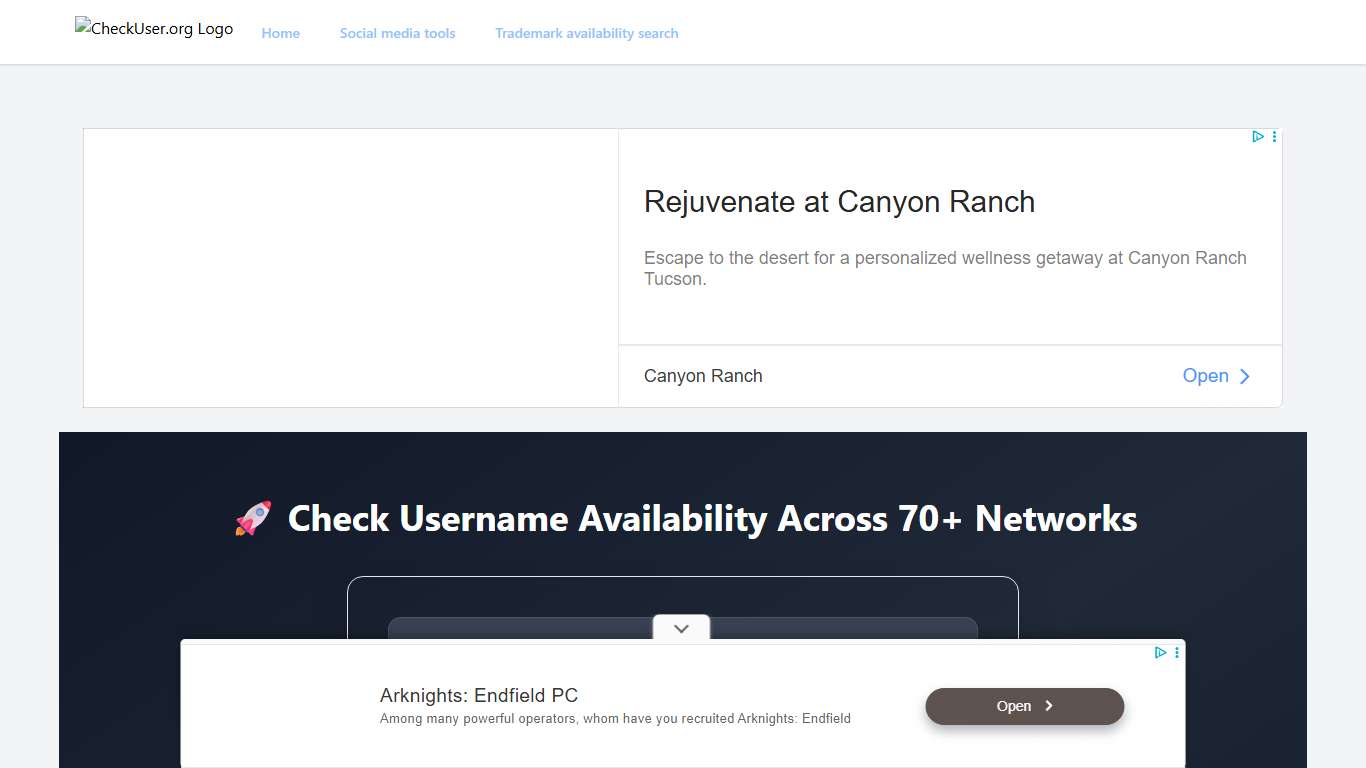CheckUser.org - Social Media Username Checker